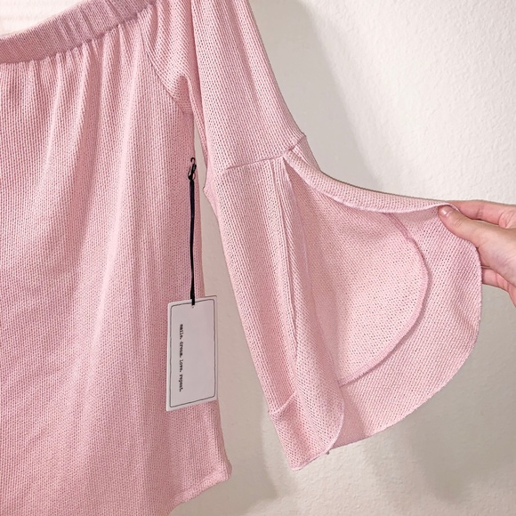 Coverstitched Soft Pink Waffle Sweatshirt - Picture 3 of 7